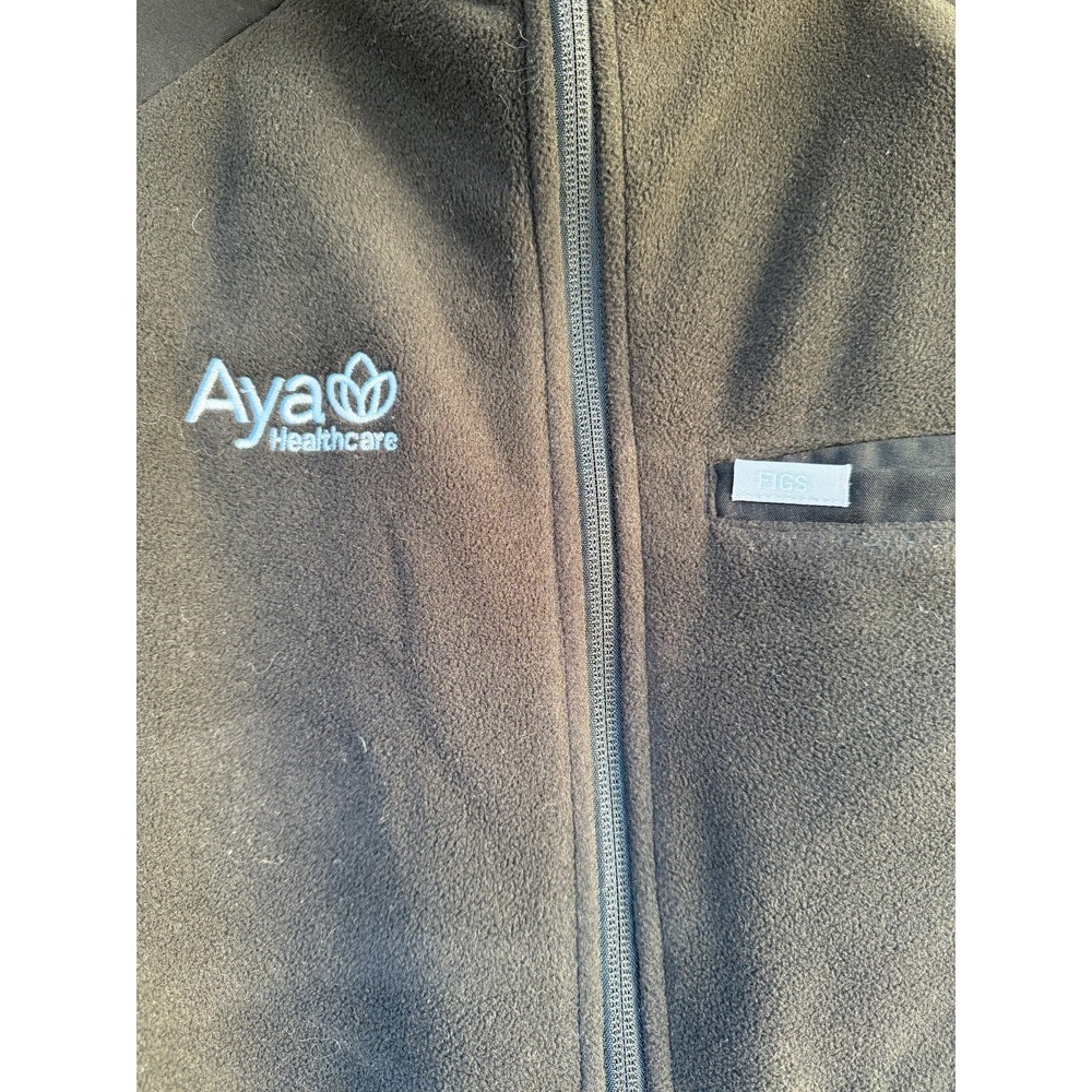 Sz L Mens FIGS - Aya - On-Shift Fleece Jacket Black Full Zip Nurse Medical Scrub - Picture 2 of 5